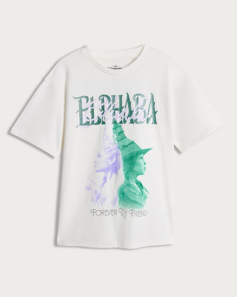 image 1 of Wicked Pure Cotton Elphaba Print T-Shirt in White