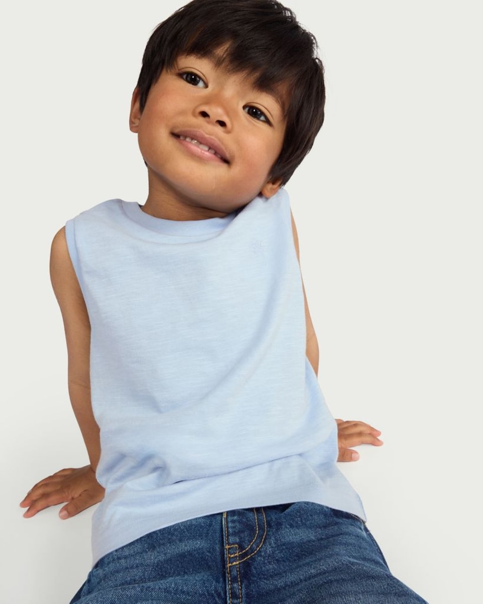 image 1 of F&F Boys Pure Cotton Vest in Blue