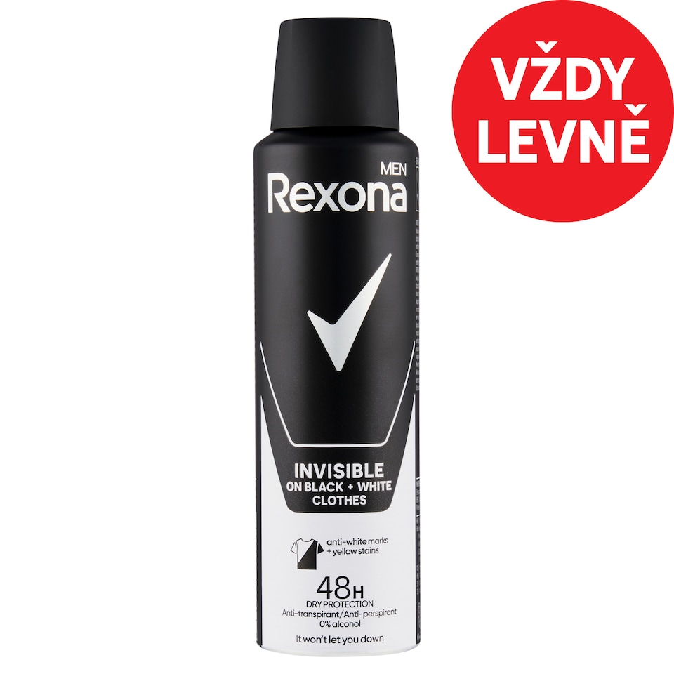 image 1 of Rexona Men Invisible on Black + White Clothes Antiperspirant Spray 150ml