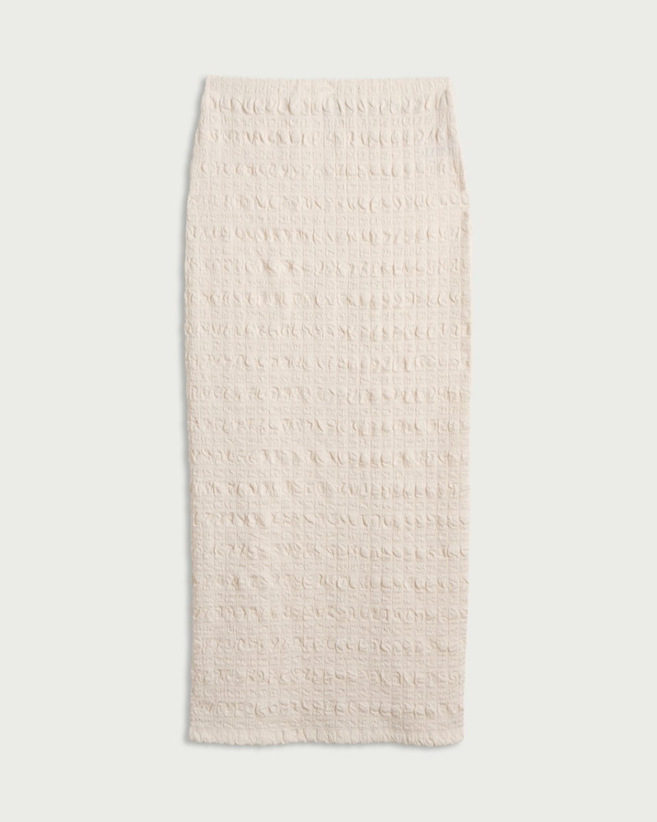 image 1 of F&F Textured Split Hem Co-ord Maxi Skirt in Cream