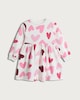 image 4 of F&F Girls Cotton Rich Heart Print Long Sleeved Sweat Dress in Cream