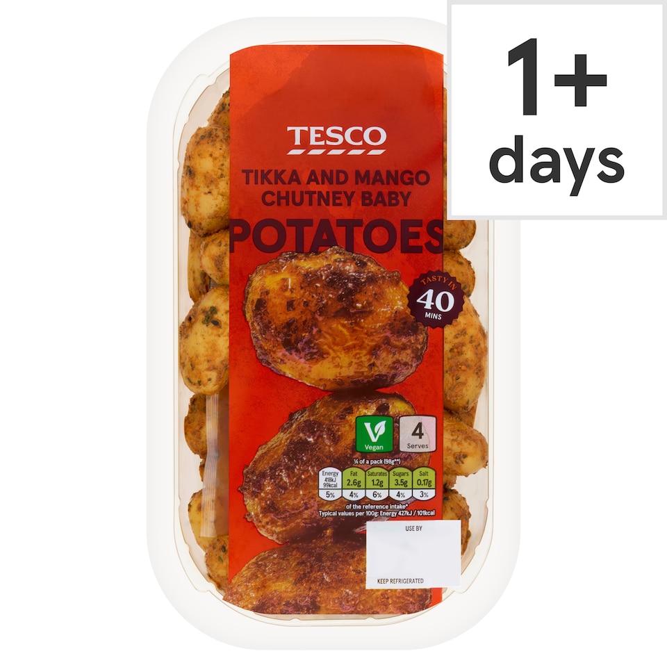 Tesco Tikka Baby Potatoes With Mango Chutney 500g