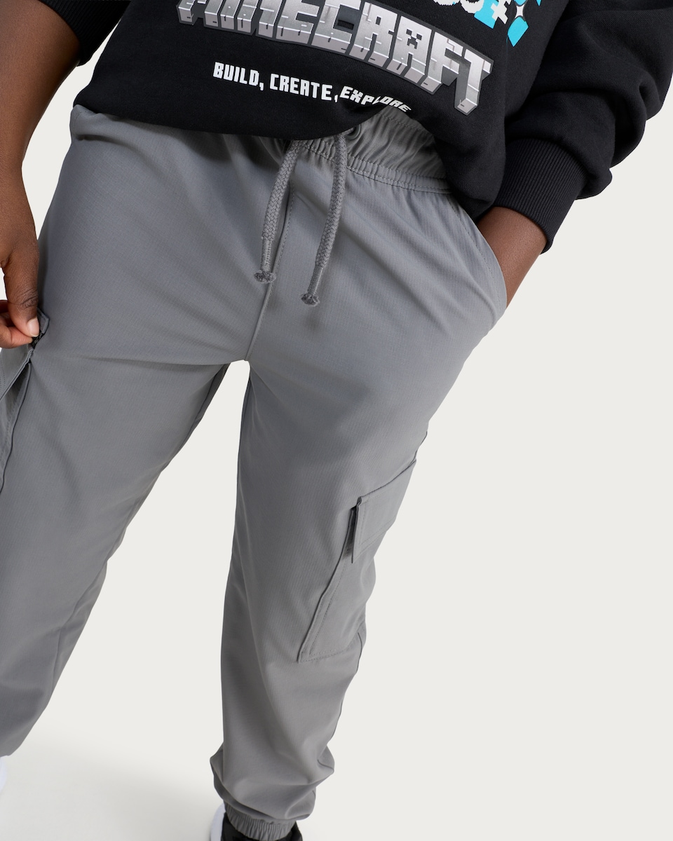 image 1 of F&F Boys Lined Cuffed Cargo Trousers  in Grey