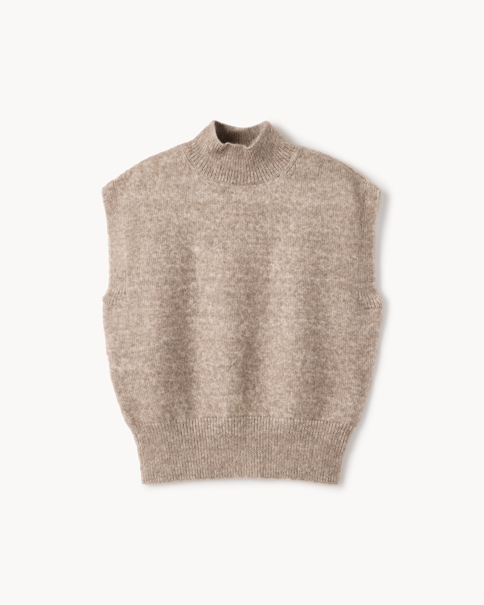 image 1 of F&F High Neck Knitted Vest in Mink