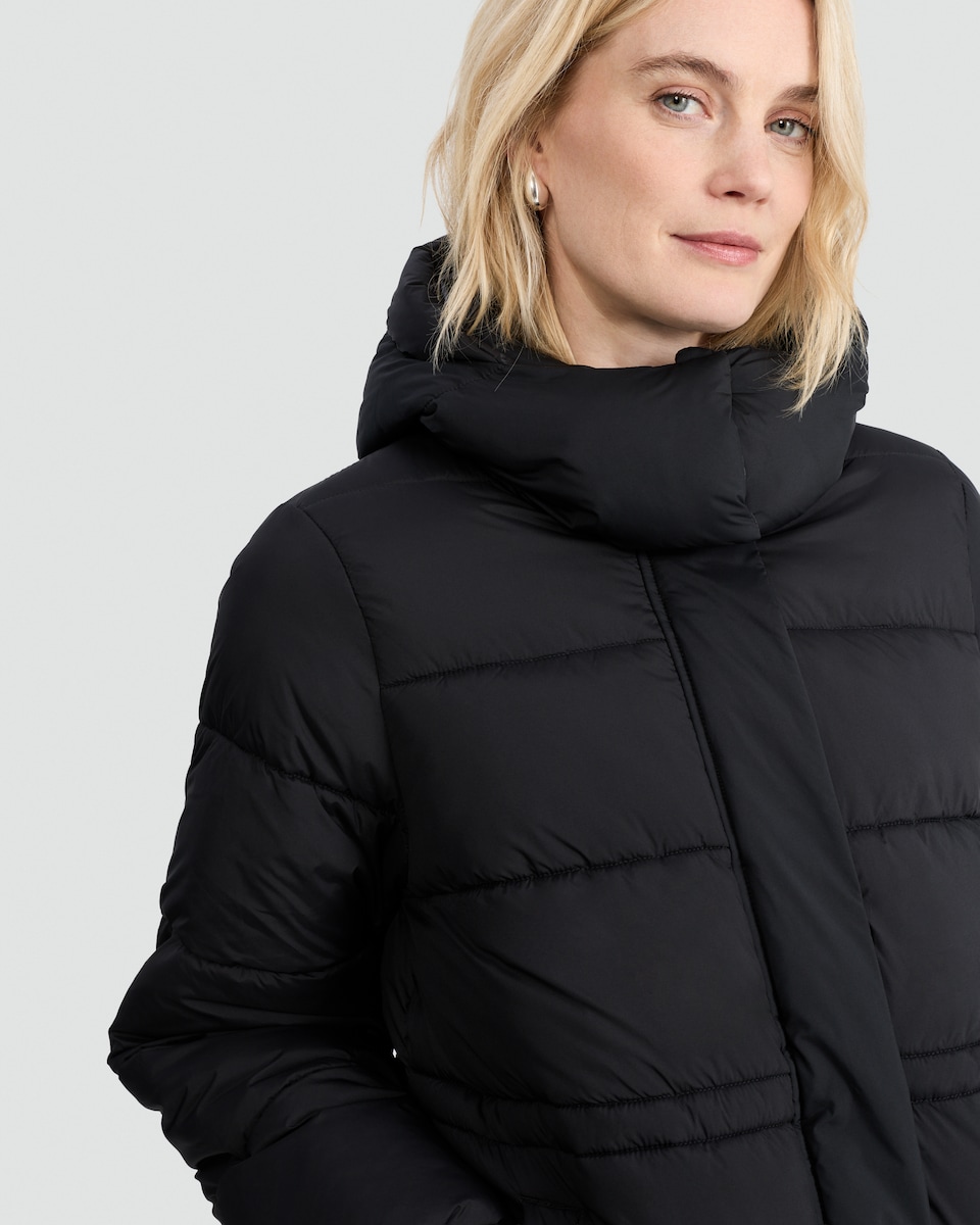 image 1 of F&F Hooded Shower Resistant Puffer Jacket in Black