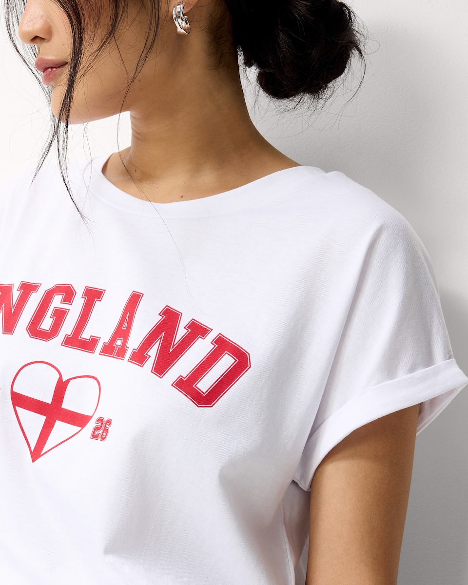 image 1 of F&F Pure Cotton England T-Shirt in White