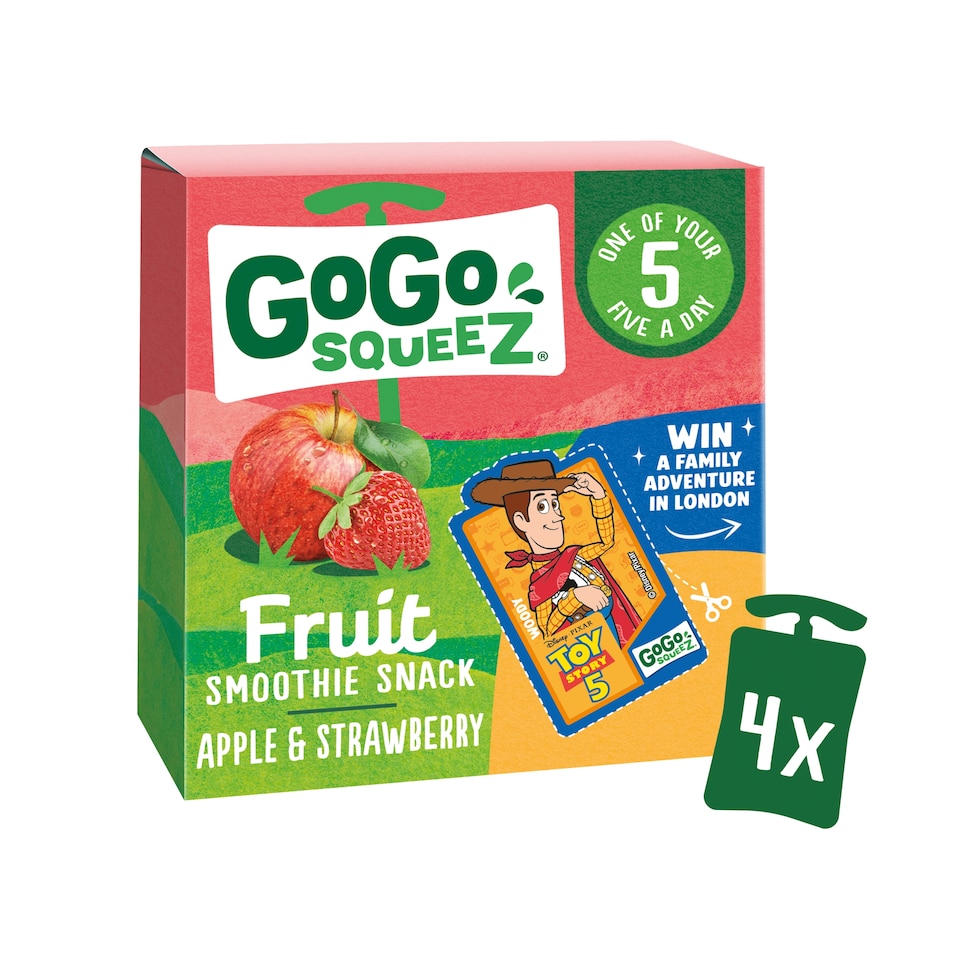 image 1 of GoGo squeeZ Fruit Smoothie Snack Apple and Strawberry 4X90g