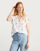 image 3 of F&F Pure Cotton Embroidered Flutter Sleeved Top in Multi White