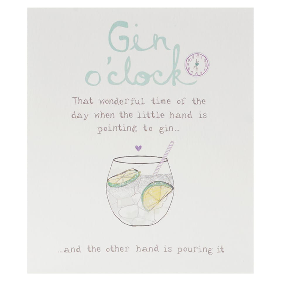 Hanson White Birthday Card Gin O'clock (Humour)