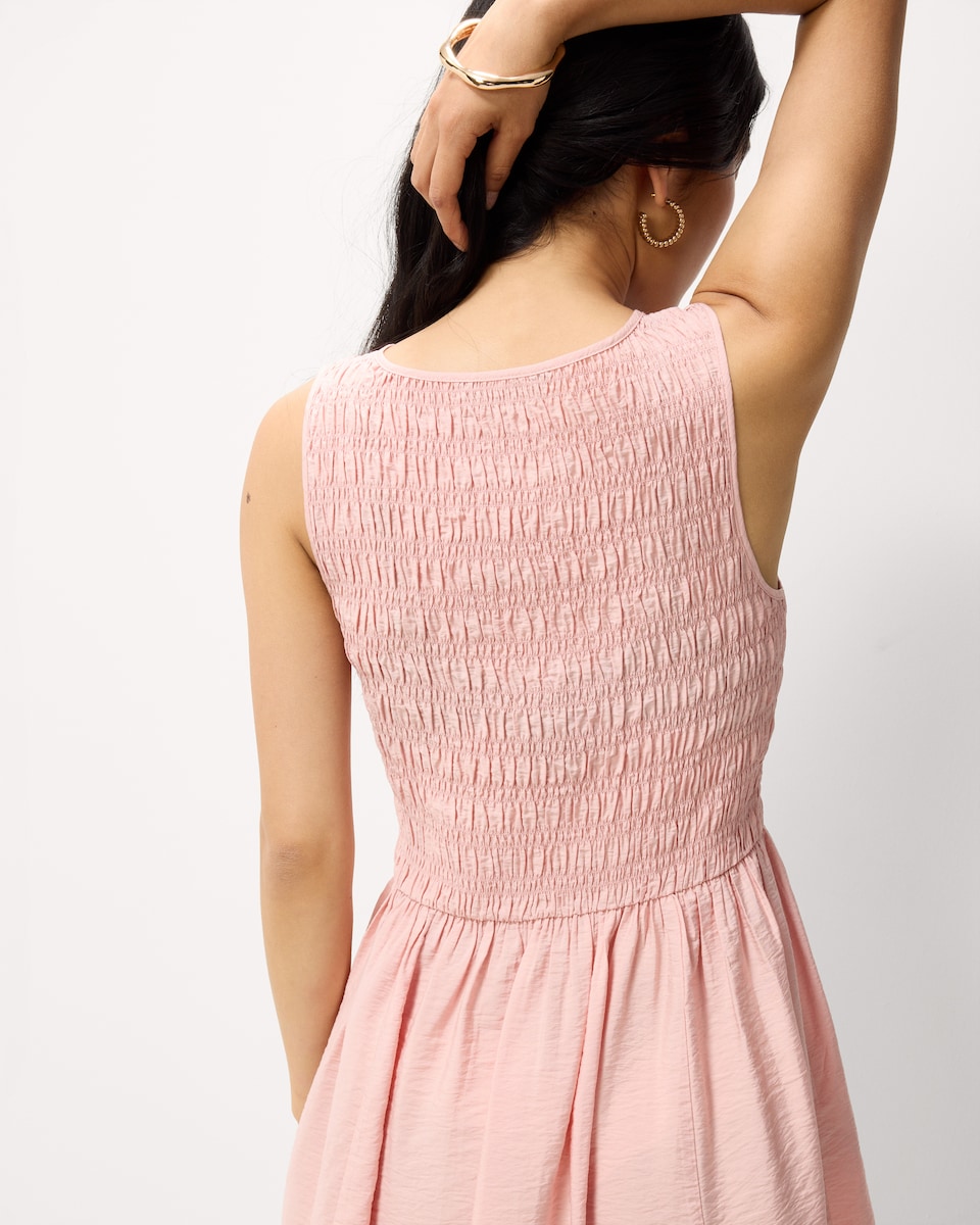 image 1 of F&F Shirred Sleeveless Mini Dress in Pink