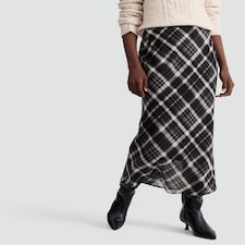 F&F Check Print Midi Skirt in Multi Black White