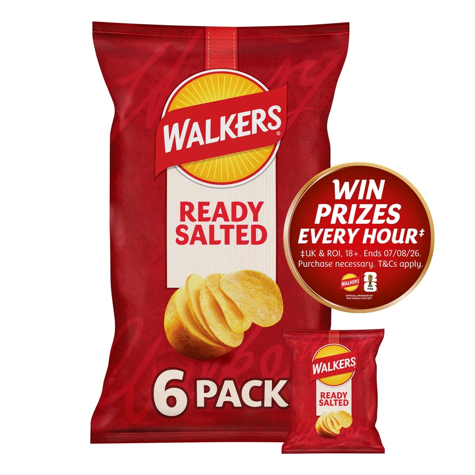 image 1 of Walkers Ready Salted Crisps Multipack 6x25g
