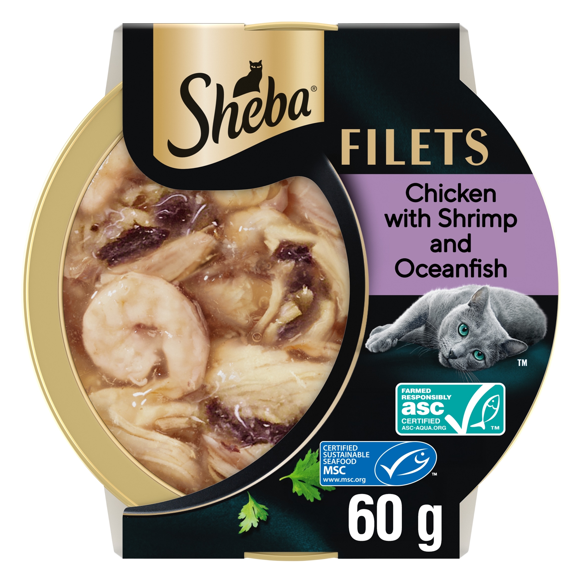 SHEBA Filets Adult Cat Food Tray with Chicken, Fish & Shrimp in Gravy ...