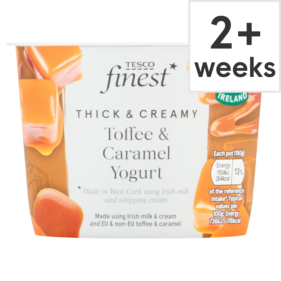 TESCO FINEST TOFFEE & CARAMEL YOGURT 150G