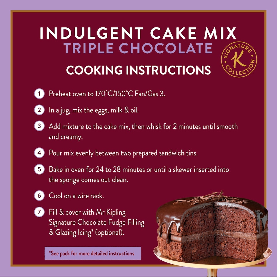 image 1 of Mr Kipling Signature Baking Triple Chocolate Cake Mix 416g