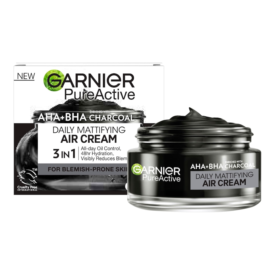 image 1 of Garnier Pure Active AHA + BHA Charcoal Daily Mattifying Air Cream 50ml