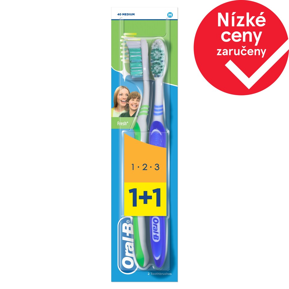 Oral-B 123 Natural Fresh Manuální Zubní Kartáček, 2 ks