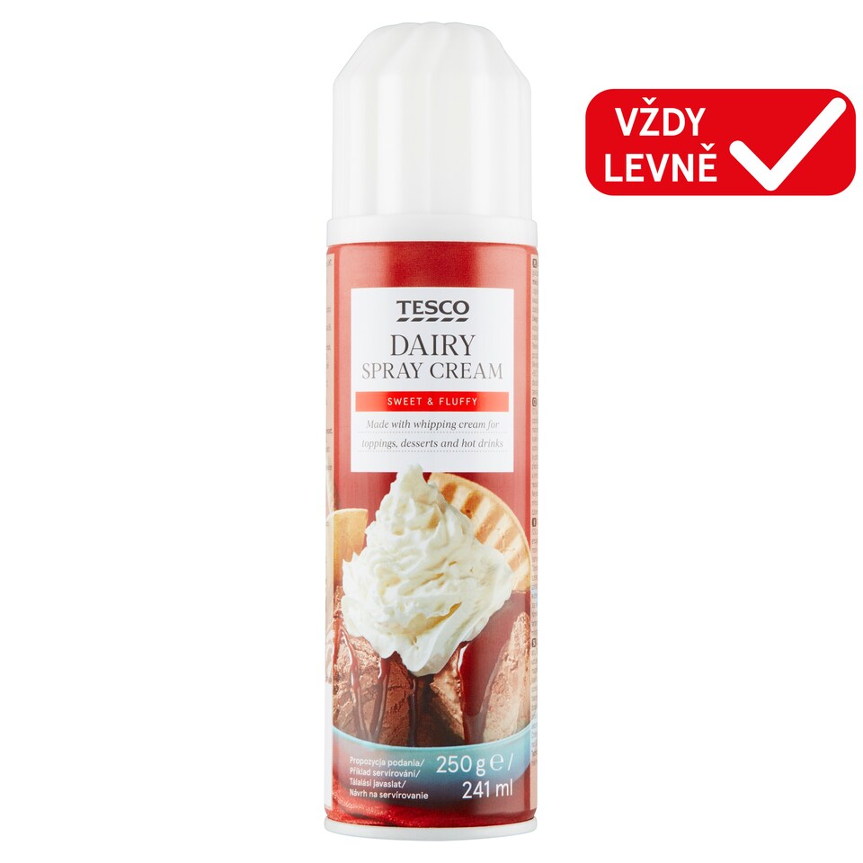 Tesco Slazená šlehačka s vanilkovou příchutí 250g