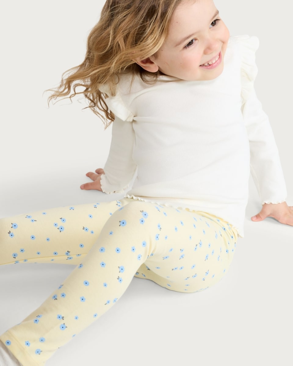 image 1 of F&F Girls 5-Pack Cotton Rich Printed Co-ord Leggings in Multi Blue