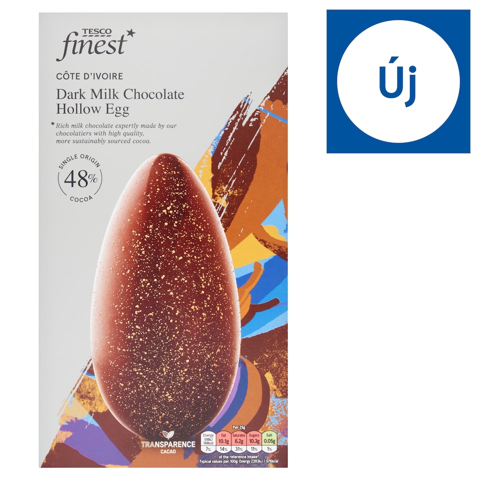 Tesco Finest díszített, üreges tejcsokoládé tojás 228 g