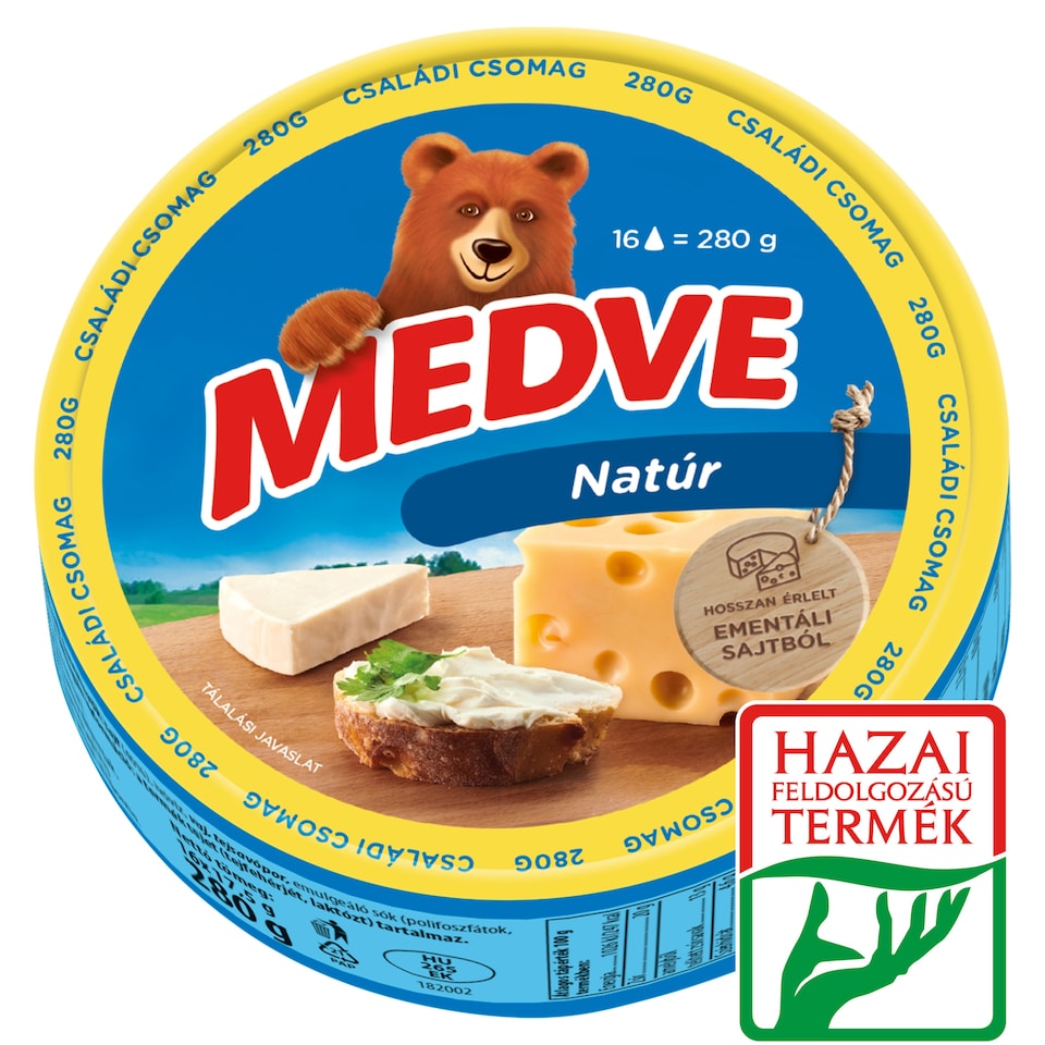 Medve natúr kenhető, zsíros ömlesztett sajt 16 x 17,5 g (280 g)