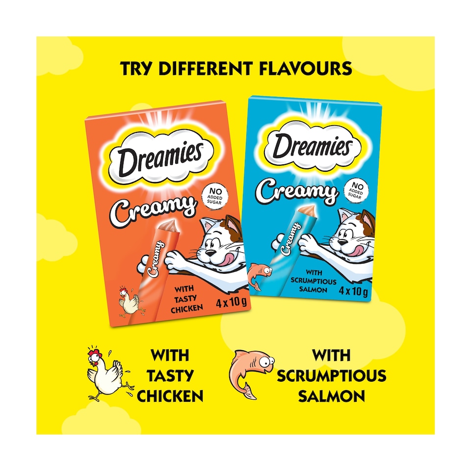 image 1 of Dreamies Creamy Cat Treats with Chicken 4x10g