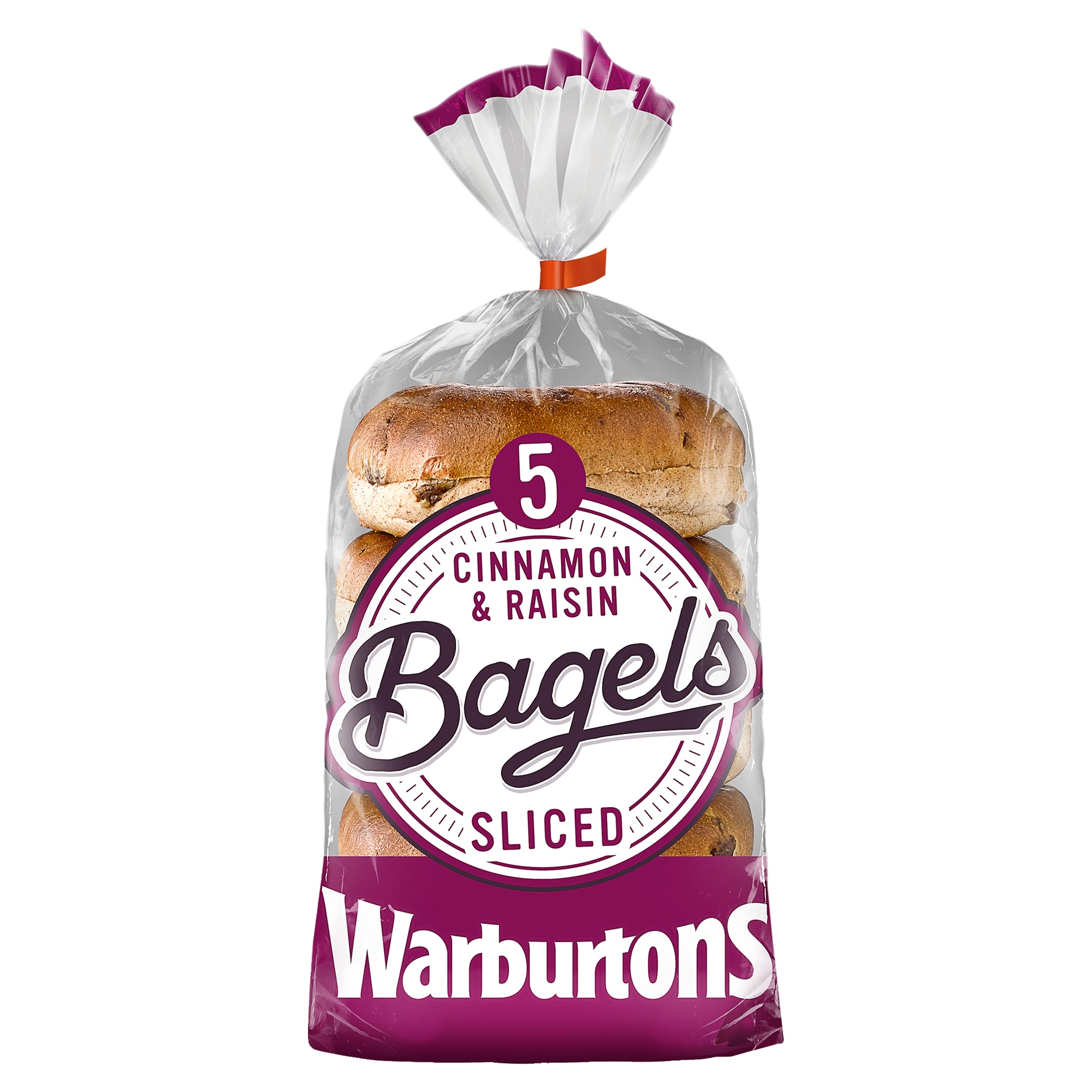 Warburtons Cinnamon & Raisin Bagels Sliced 5 Pack
