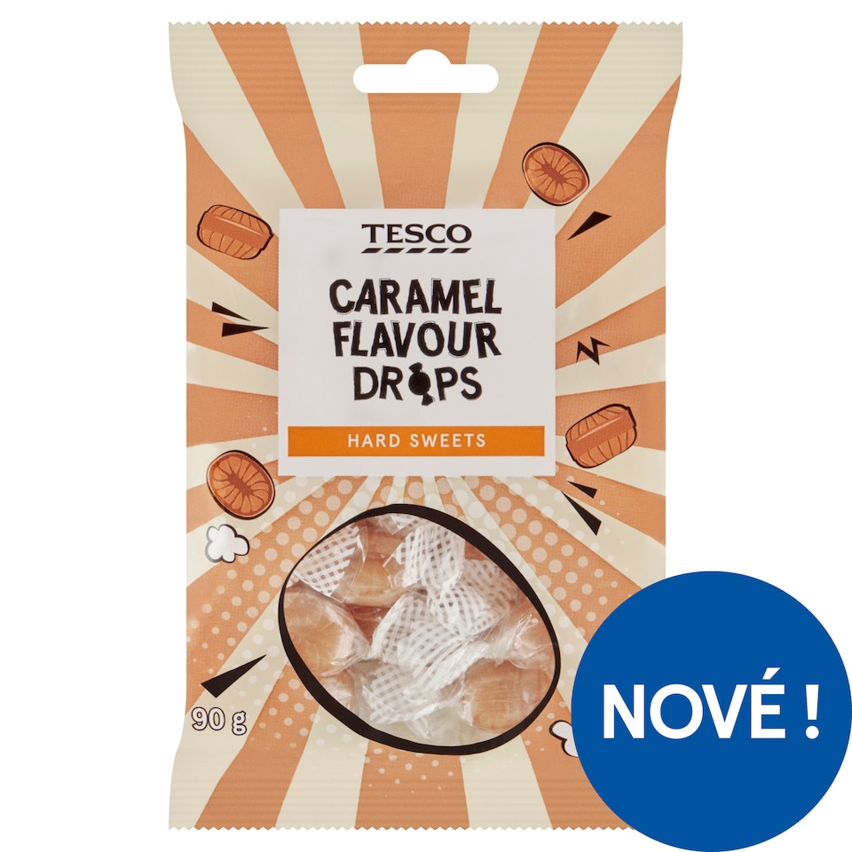 Tesco Caramel Flavour Drops 90g