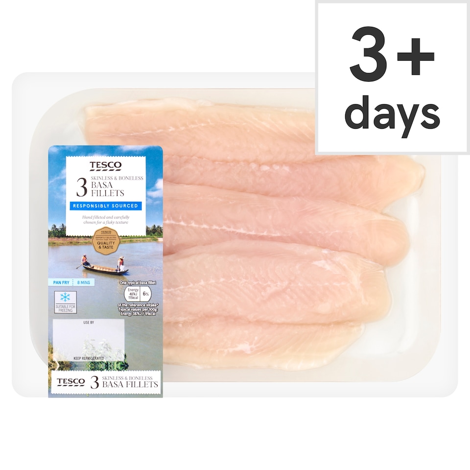 Tesco 3 Skinless & Boneless Basa fillets 380g
