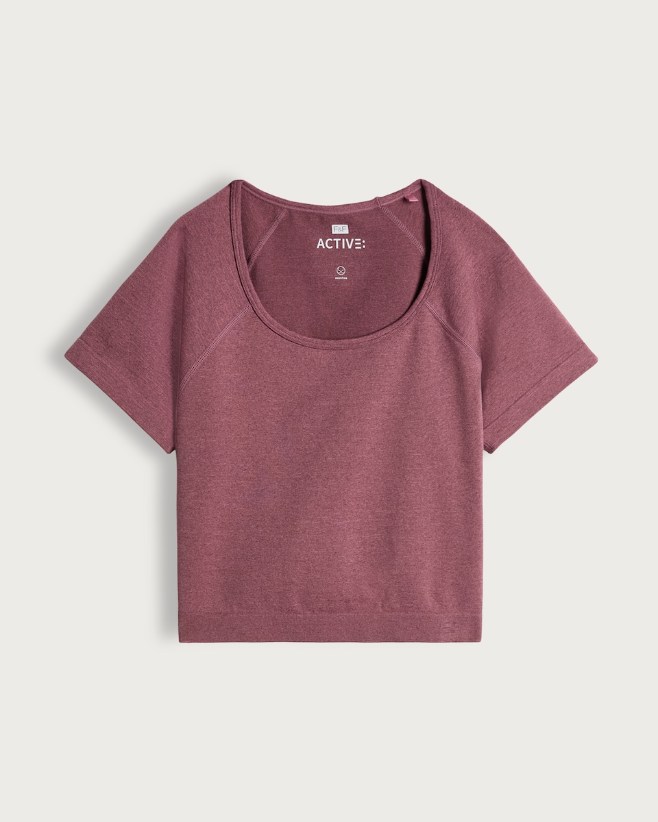 image 1 of F&F Active Seamfree Square Neck ports T-Shirt in Berry