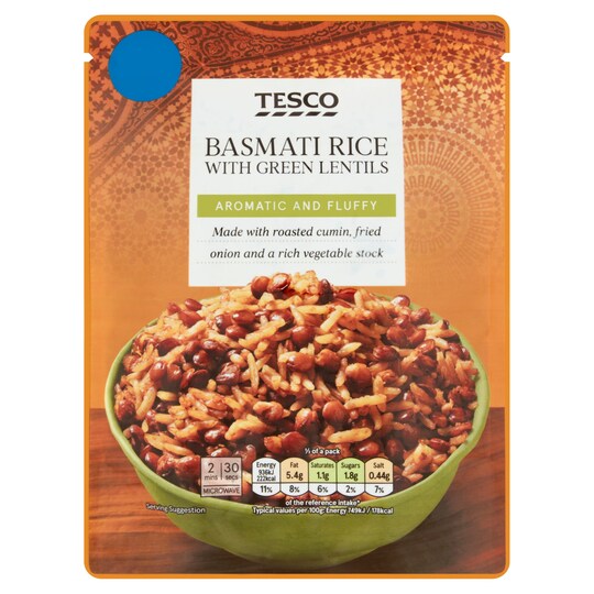 Tesco Basmati Rice With Green Lentils 250G Tesco Groceries