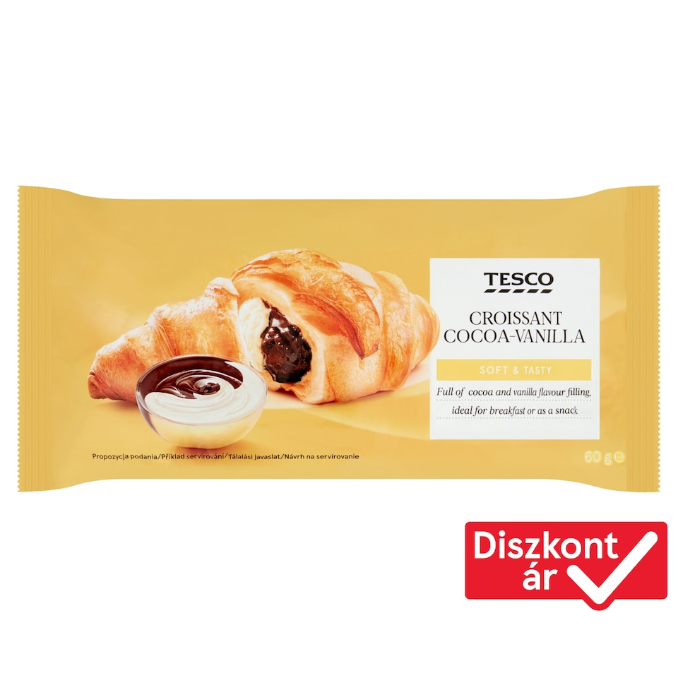 Tesco croissant kakaós és vaníliaízű töltelékkel 60 g