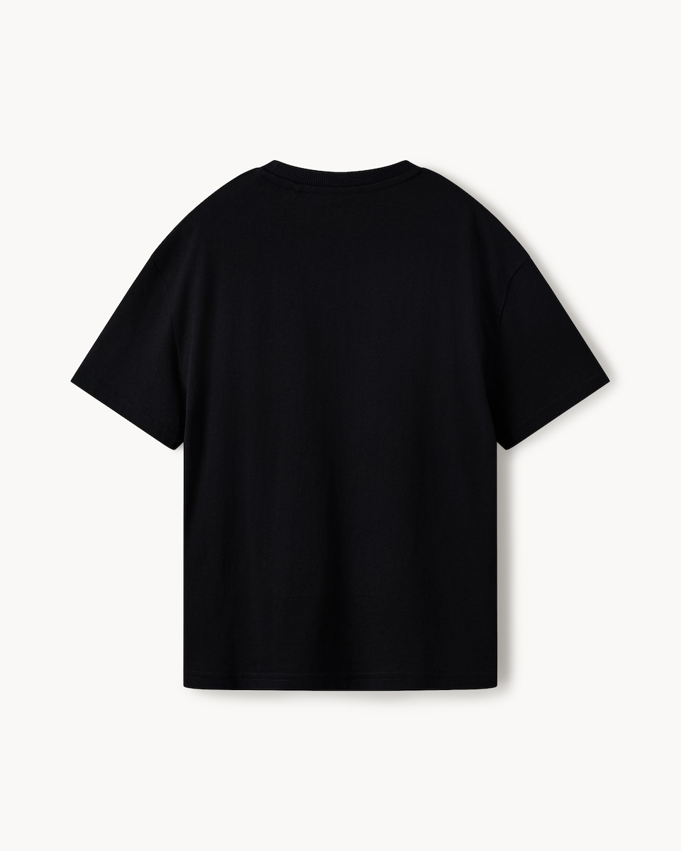 image 1 of F&F Boys Pure Cotton Slogan T-Shirt in Black