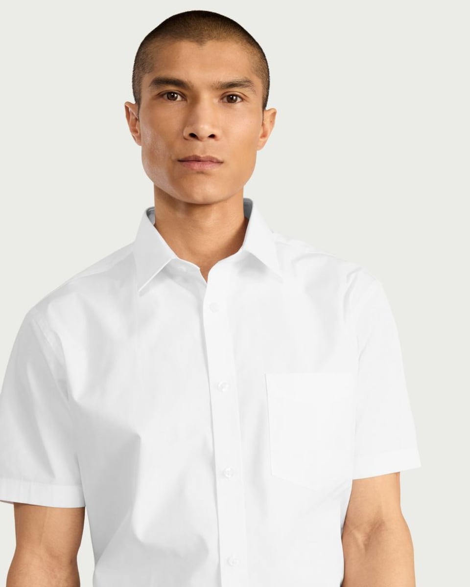 image 1 of F&F Regular Fit Easy Iron Short Sleeved Formal Shirt in White