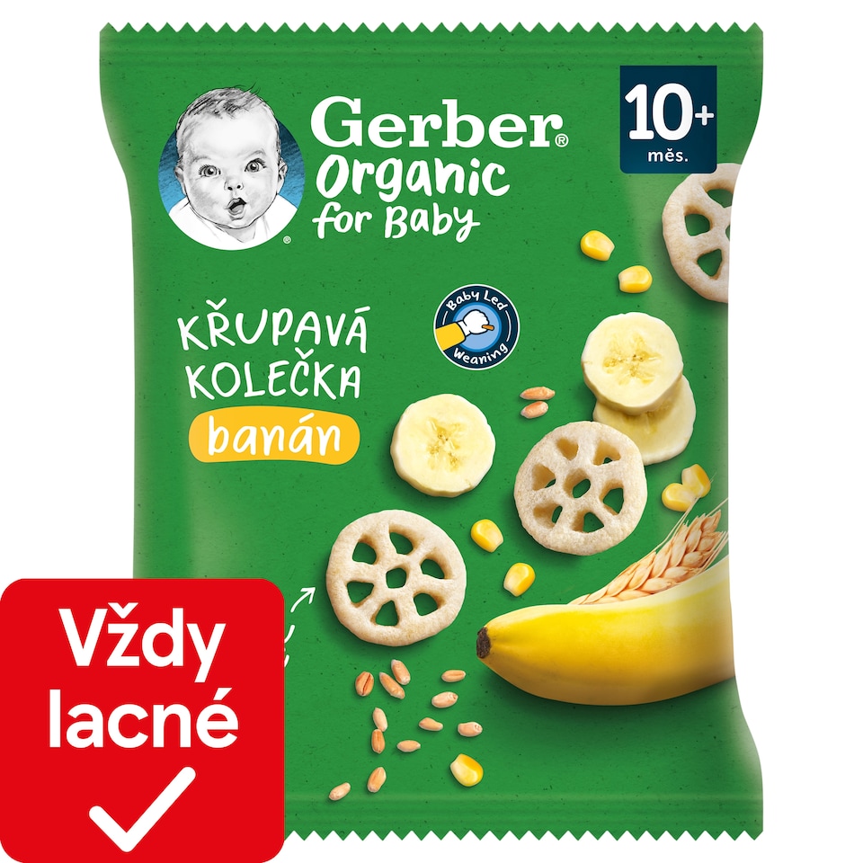 GERBER Organic Chewing Wheels chrumkavé kolieska s banánom 28 g