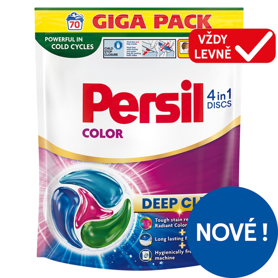 Obrázek 1 pro produkt Persil Discs 4in1 Deep Clean Color předdávkovaný prací prostředek 70 praní 70 x 16,5g (1155g)
