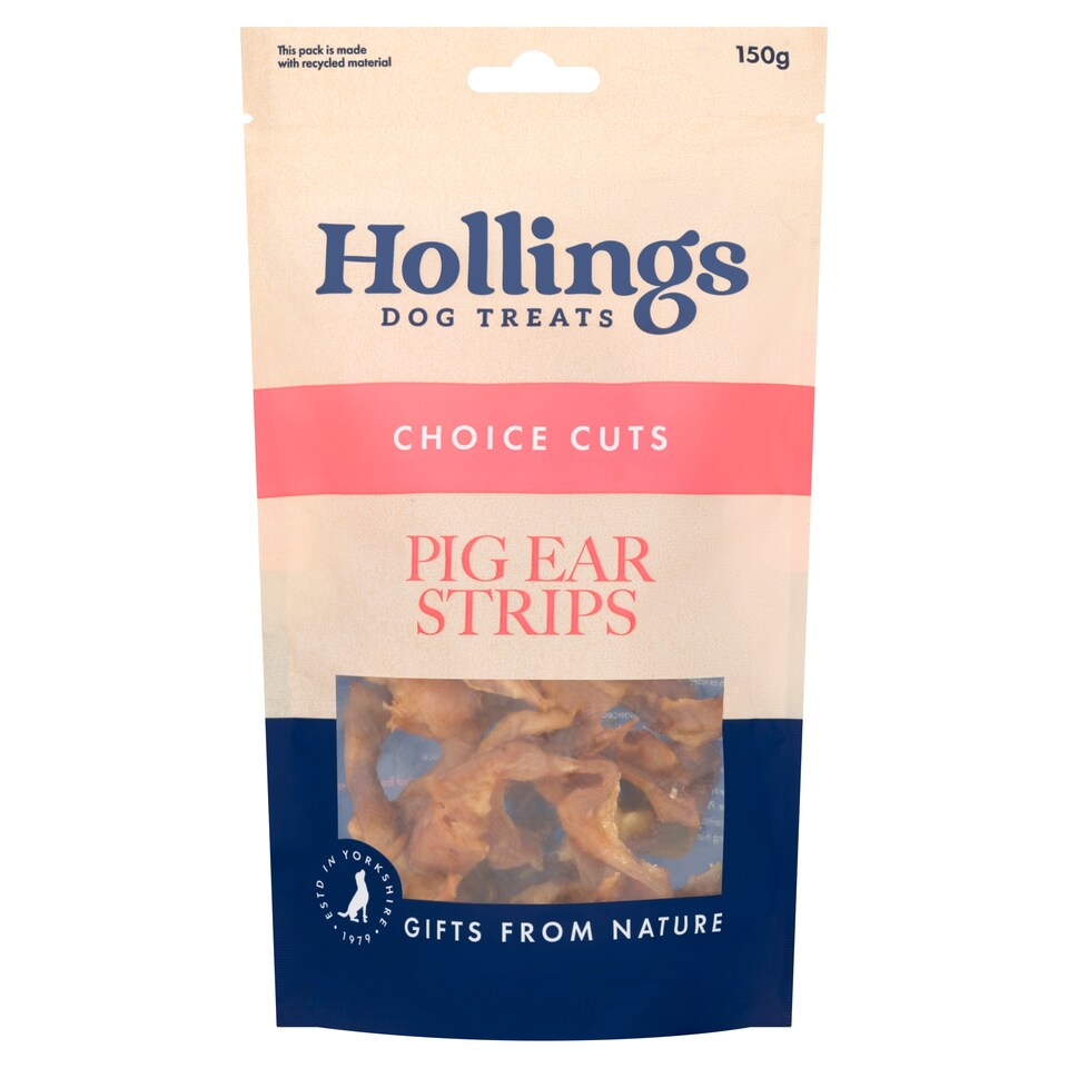 image 1 of Hollings Pig Ear Strips Natural Dog Treats 150g