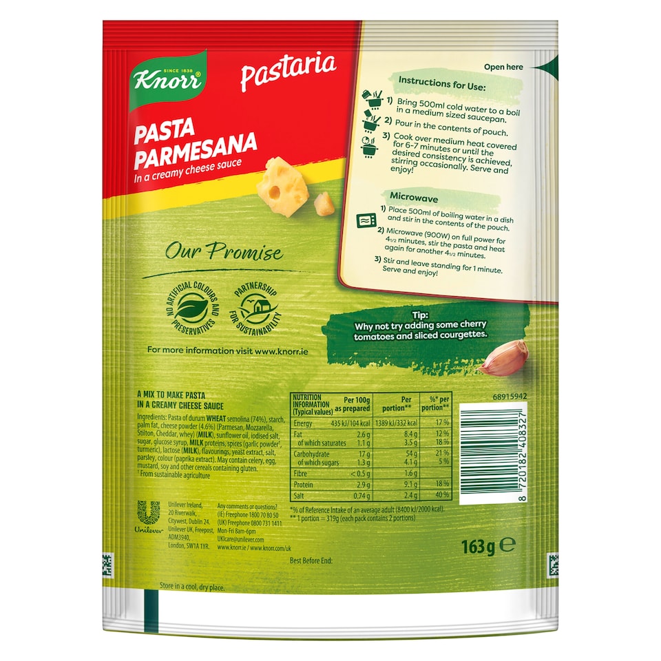 image 1 of Knorr Pastaria Pasta Parmesan 163G