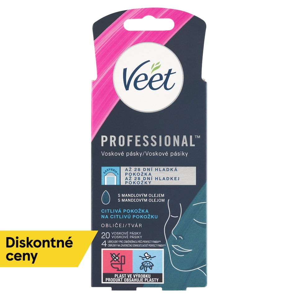 obrázok 1 z Veet Professional Voskové pásiky na tvár pre citlivú pokožku 20 ks