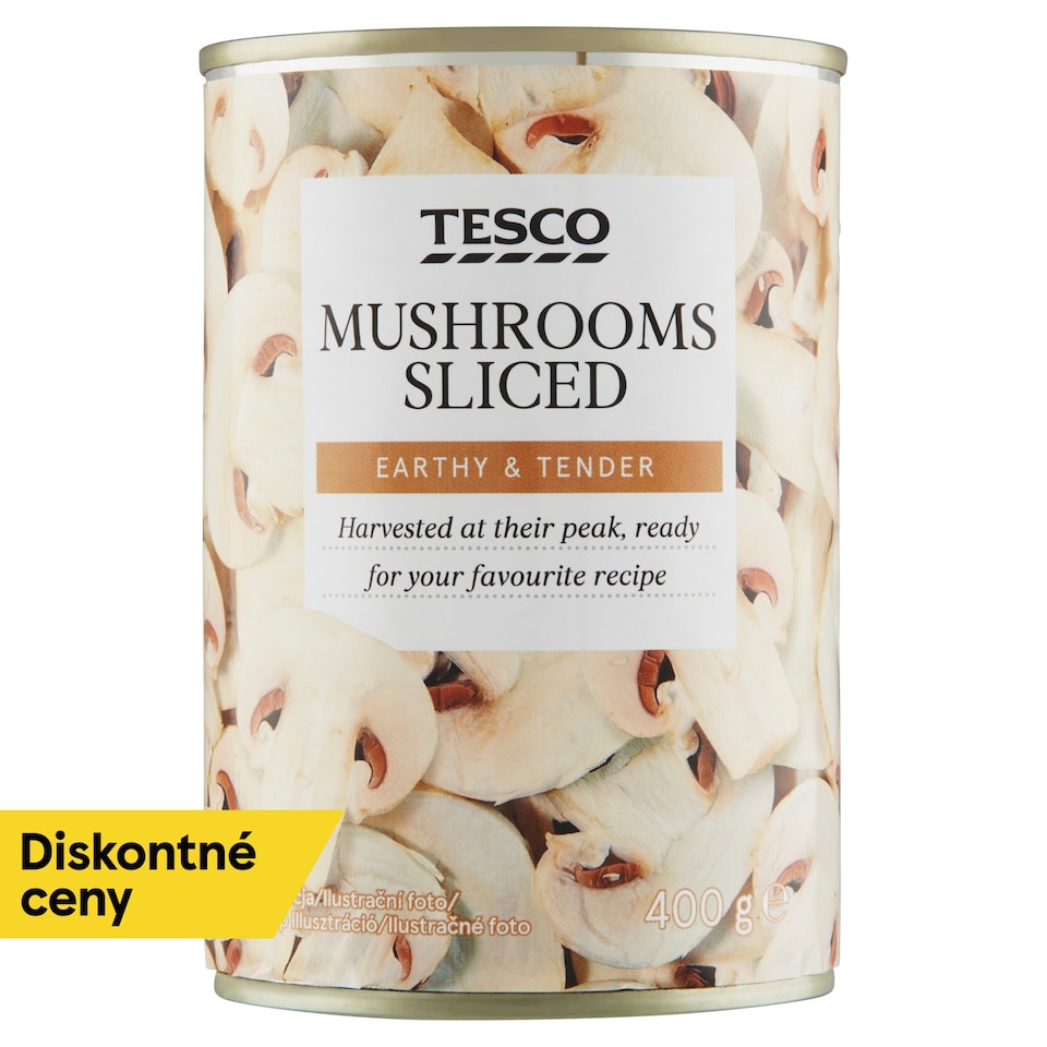 Tesco Mushrooms Sliced in Brine 400 g