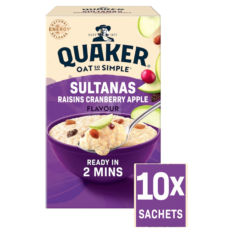 image 1 of Quaker Oat So Simple Sultana & Raisin Porridge Sachets 10x38.5g