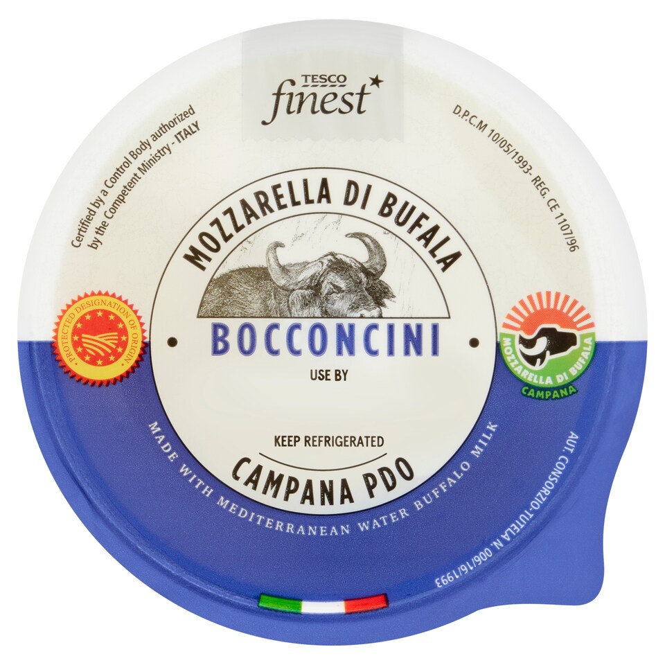 Tesco Finest Mozzarella di Bufala Campana plnotučný mäkký nezrejúci syr v náleve 120 g