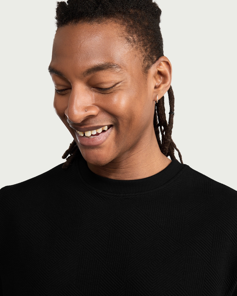 image 1 of F&F Textured Relaxed Fit T-Shirt in Black