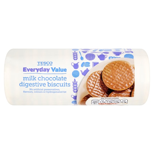 Tesco Every Day Value Milk Chocolate Digestive Biscuits 300G Tesco