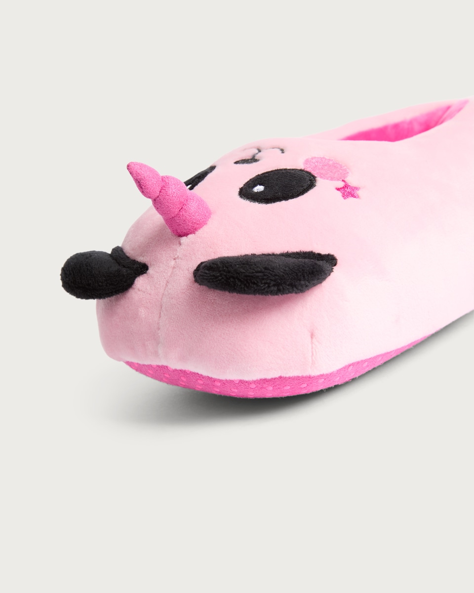 image 1 of F&F Girls Unicorn Panda Slippers in Pink