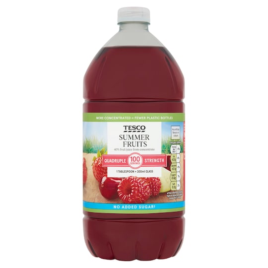 Tesco Quadruple Strength Summer Fruits Squash 1.5L Tesco Groceries