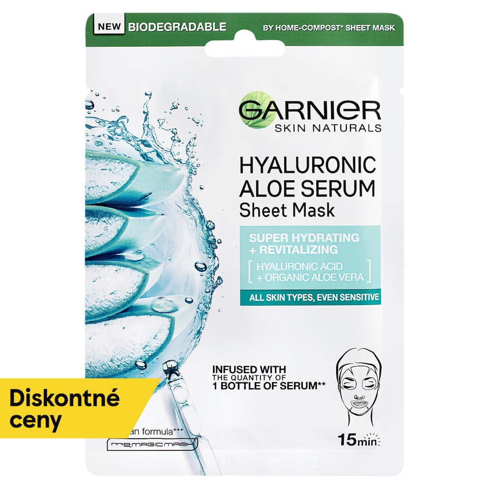 Garnier Skin Naturals revitalizujúca textilná maska Hyaluronic Aloe, 28 g