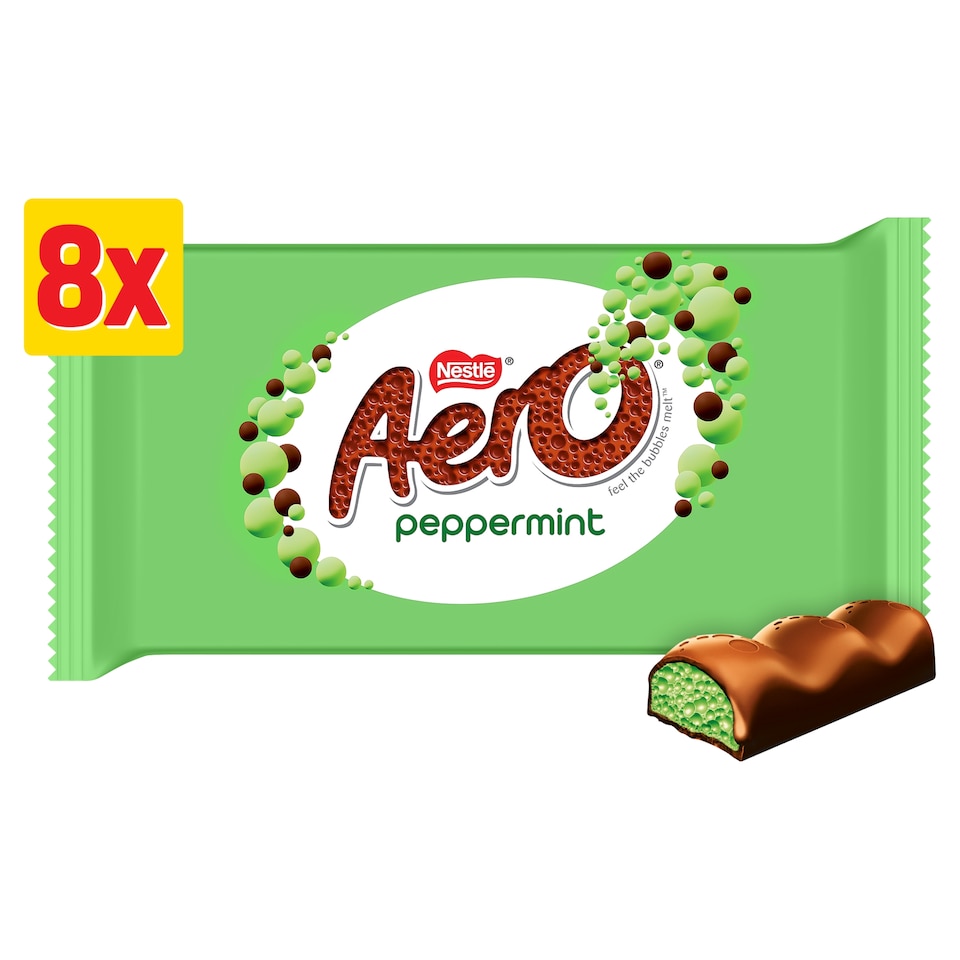 image 1 of Aero Peppermint Milk Chocolate Bubble Bars 8 x 27g