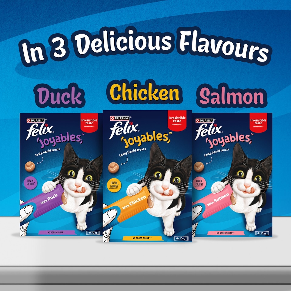 image 1 of Felix Joyables Duck Liquid Cat Treat 4x10g