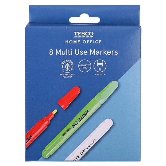 Tesco WipeClean Board Marker Brights 8 Pack Tesco Groceries